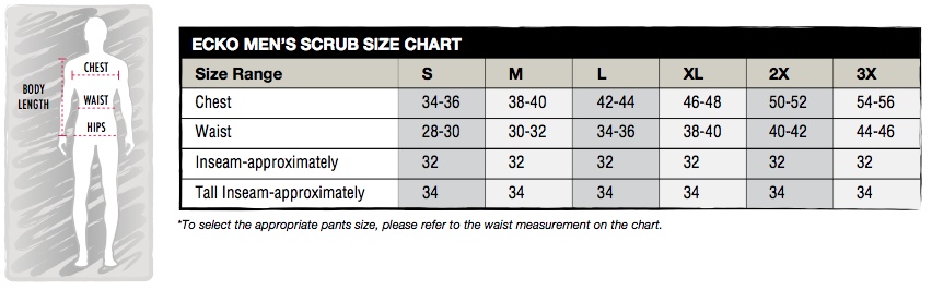 Ecko Scrubs Size Chart